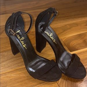 like new suede strappy heels